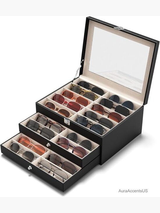 30 Slot Sunglass Organizer Clear Display Case Storage Box main image 4